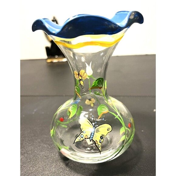 Lenox Butterfly Meadow Hand Painted Glass Vase Set of 3 NIB - Picture 5 of 7